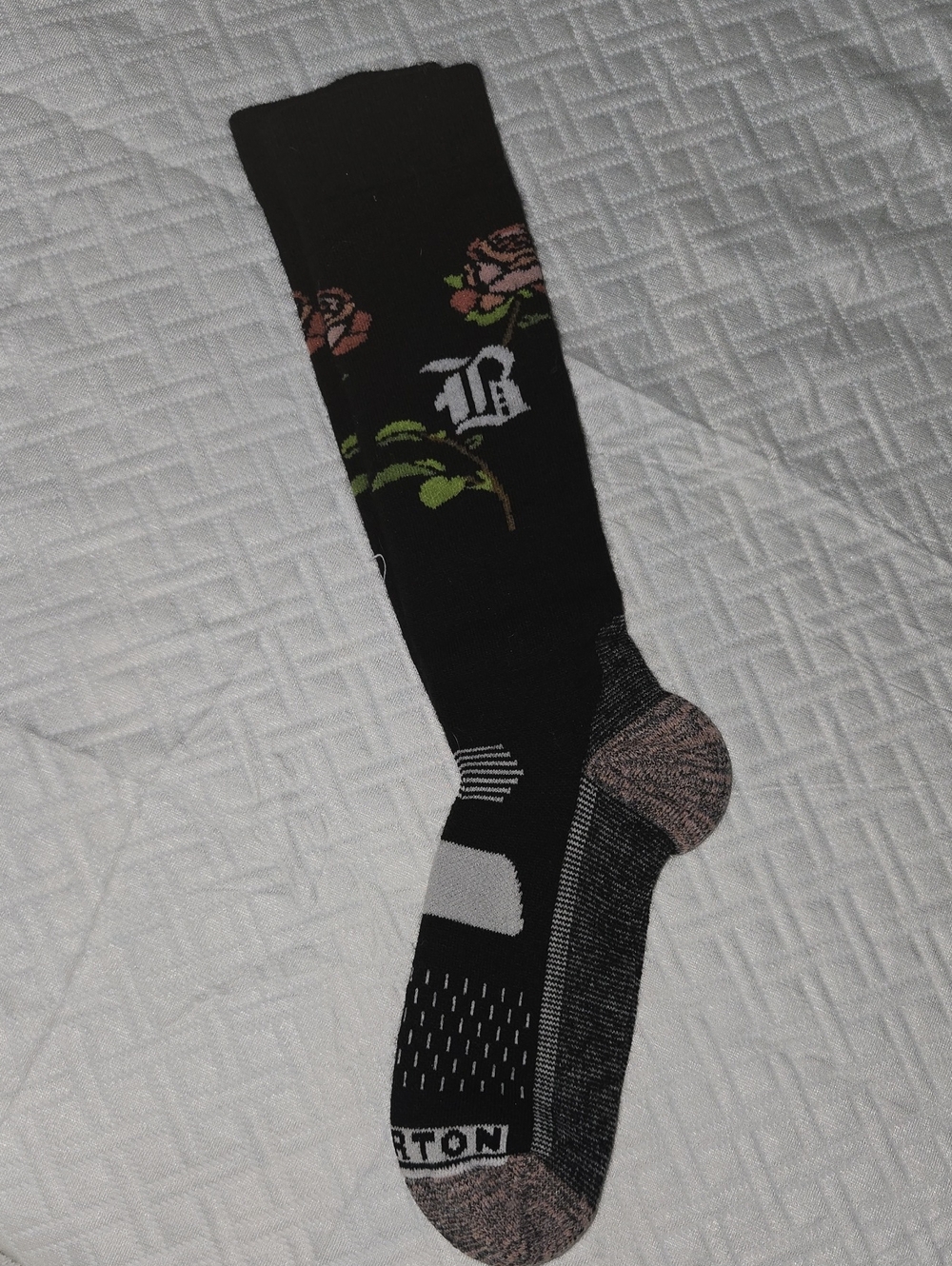 BURTON WOOL Black Floral Tall Socks